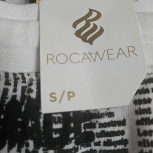 Rocawear Newspaper Print Cotton Jogger Cargo Elastic Black White - Picture 3 of 5